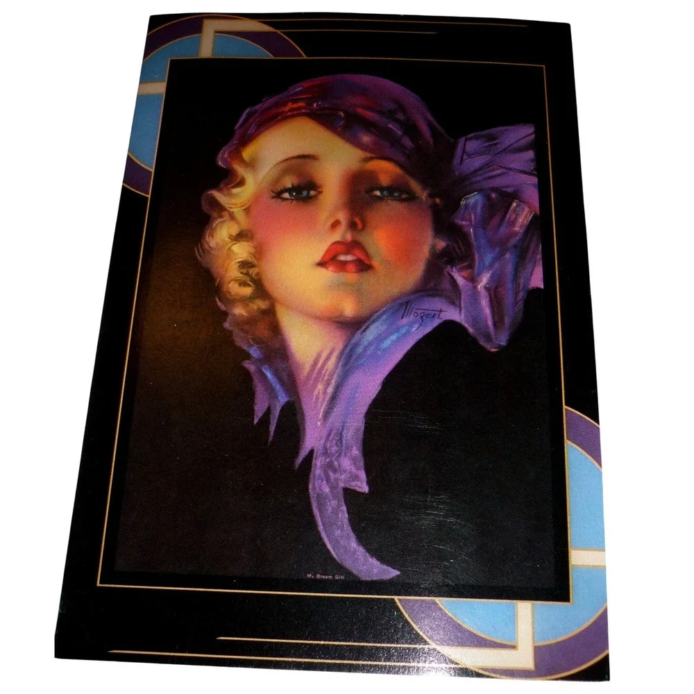 Paper Moon Graphics Zoe Mozert Dream Girl Art Deco Greeting Card GL701-60 1977